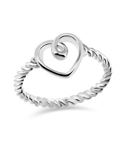 Spiral Heart Silver Ring NSR-412